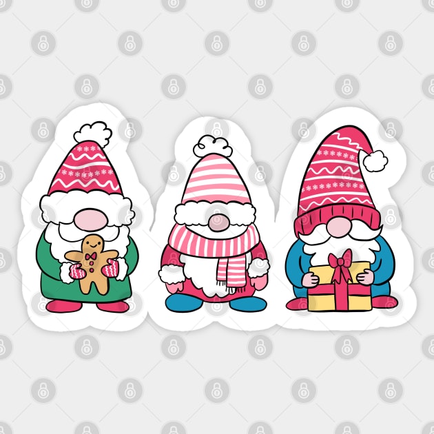 Cute three Christmas gnomes Sticker by Yarafantasyart